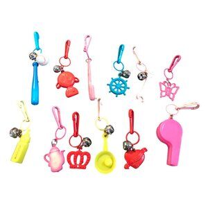 1980’s Vintage Plastic Bell Charms Lot With Bells & Clips